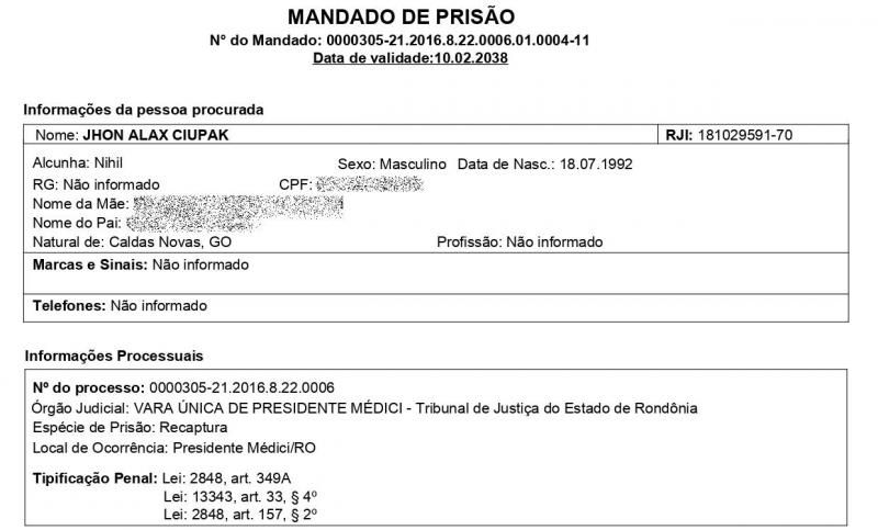 Foragido da justiça, acusado de crimes de roubo e tráfico de drogas foi recapturado pela PM em Rolim de Moura Foragido da justiça, acusado de crimes de roubo e tráfico de drogas foi recapturado pela PM em Rolim de Moura