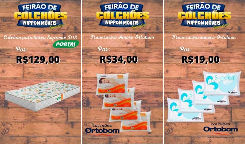 Mega feirão de colchões com até 50% de desconto na Nippon Móveis em Rolim de Moura Mega feirão de colchões com até 50% de desconto na Nippon Móveis em Rolim de Moura