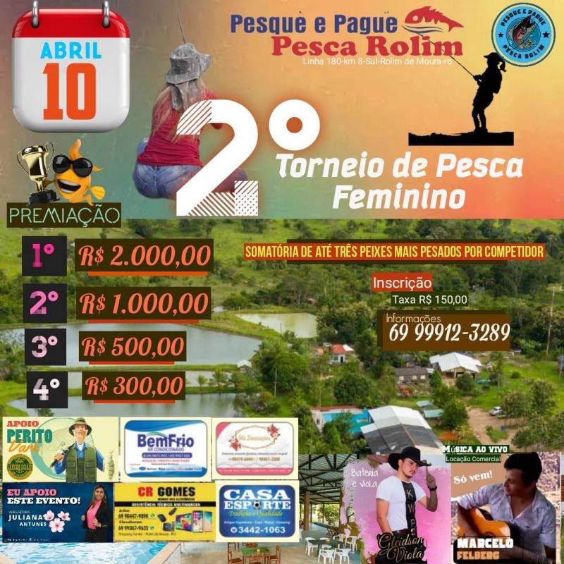 Pesque e pague Rolim anuncia nova data para o 2º torneio de pesca feminina em Rolim de Moura; As premiações serão em dinheiro