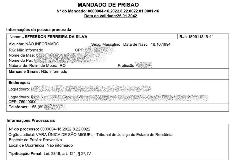 Acusado de tentar matar homem a facadas em Seringueiras foi preso pela PM em Rolim de Moura