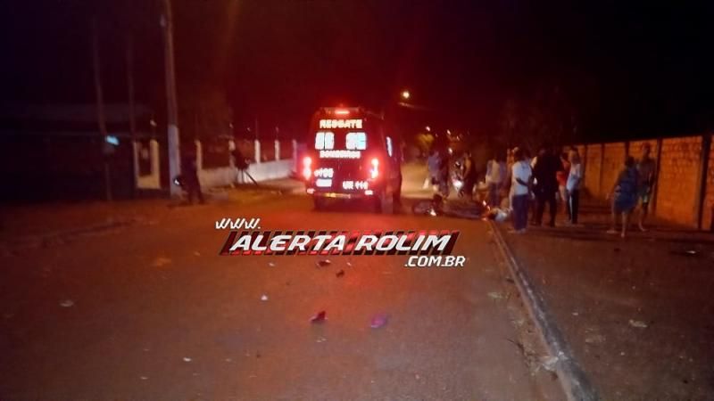 Grave acidente foi registrado na Rua Afonso Pena nesta noite em Rolim de Moura