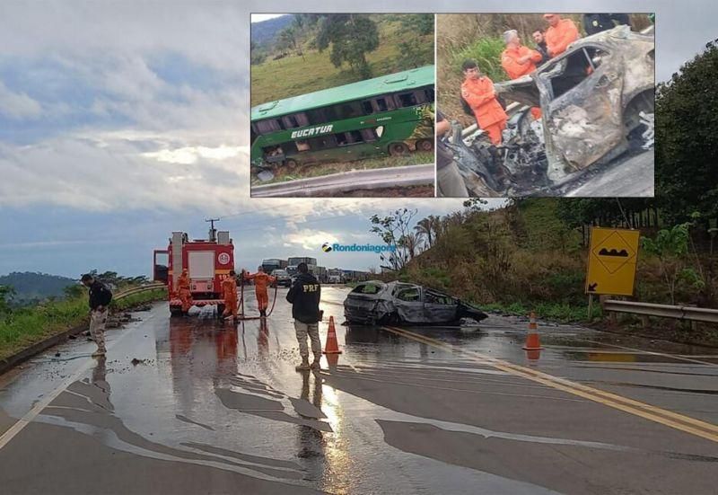 Mulher que morreu carbonizada em carro que colidiu com ônibus da Eucatur na BR 364 morava em Minas Gerais Mulher que morreu carbonizada em carro que colidiu com ônibus da Eucatur na BR 364 morava em Minas Gerais