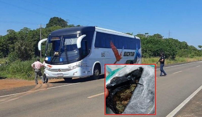 Passageiro de ônibus foi preso transportando droga em Costa Marques 