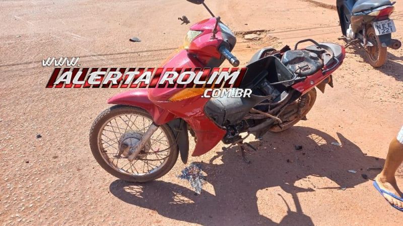 Colisão entre carro e moto deixou mulher ferida nesta tarde em Rolim de Moura