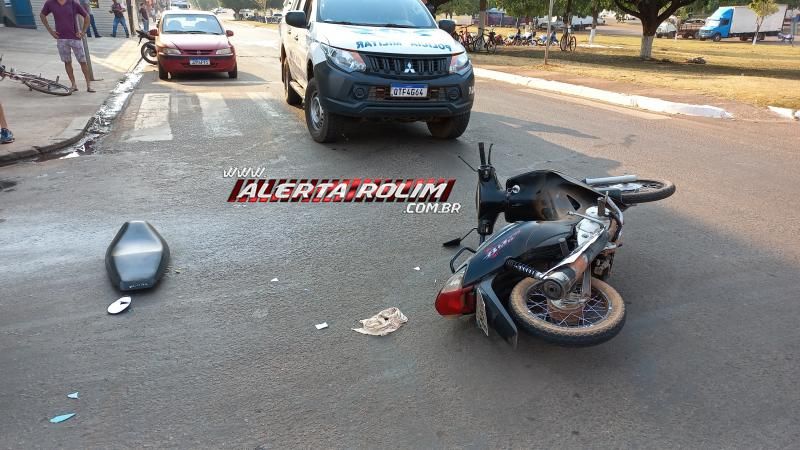 Manhã de sábado registra acidente envolvendo moto e carro no Centro de Rolim de Moura Manhã de sábado registra acidente envolvendo moto e carro no Centro de Rolim de Moura