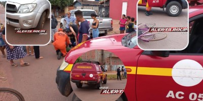 Criança foi atingida por caminhonete enquanto andava de bicicleta pelo bairro Beira Rio em Rolim de Moura