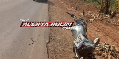 Motociclista foi socorrido após bater na traseira de caminhonete nesta manhã em Nova Brasilândia do Oeste