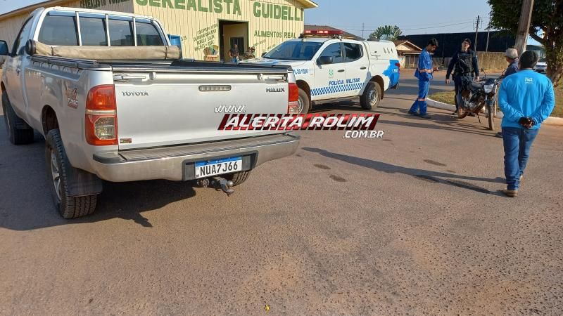PM registrou acidente de transito envolvendo moto e caminhonete nesta manhã em Rolim de Moura PM registrou acidente de transito envolvendo moto e caminhonete nesta manhã em Rolim de Moura