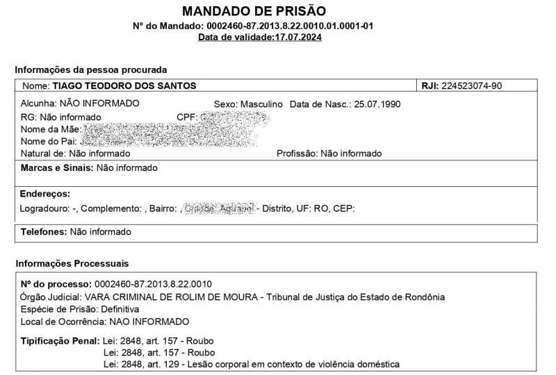 Acusado de roubo foi preso pela equipe da PTRAN da Polícia Militar em Rolim de Moura Acusado de roubo foi preso pela equipe da PTRAN da Polícia Militar em Rolim de Moura