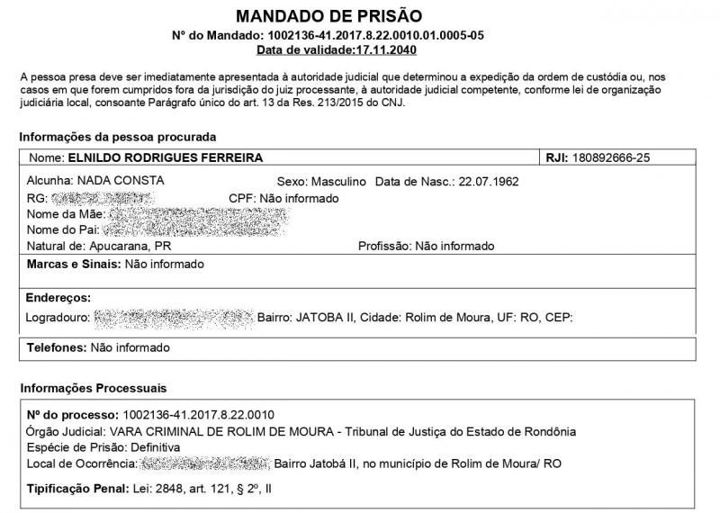 Acusado de matar a própria esposa a facadas e condenado a 14 anos de prisão foi preso pela Polícia Militar em Rolim de Moura Acusado de matar a própria esposa a facadas e condenado a 14 anos de prisão foi preso pela Polícia Militar em Rolim de Moura