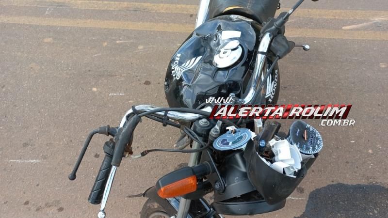 Colisão traseira deixou motociclista ferido nesta manhã em Rolim de Moura 