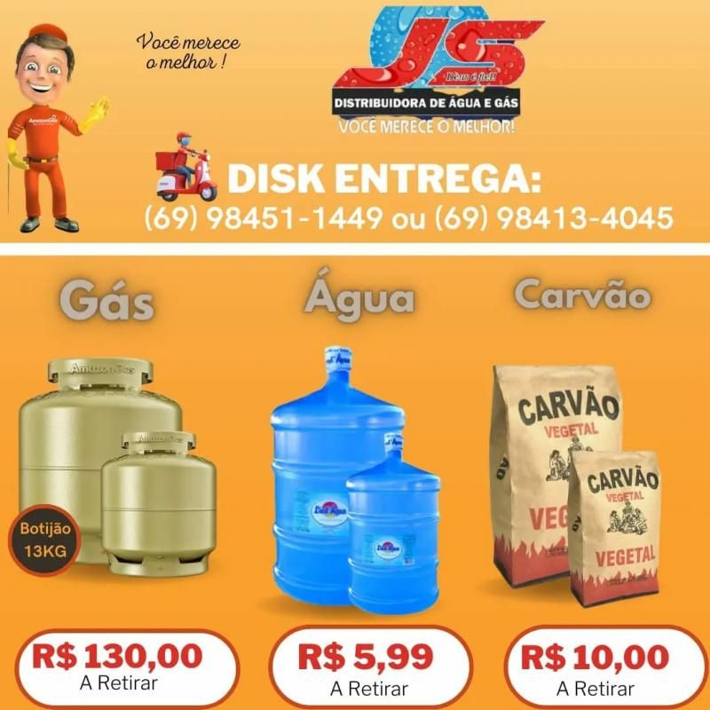 Preços especiais na JS Distribuidora de ÁGUA e GÁS em Rolim de Moura Preços especiais na JS Distribuidora de ÁGUA e GÁS em Rolim de Moura