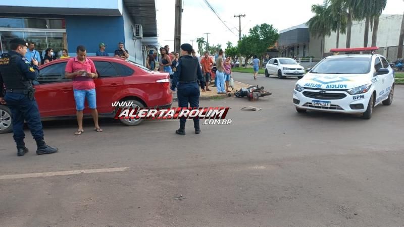 Terceiro acidente desta quarta-feira também deixou motociclista ferida em Rolim de Moura Terceiro acidente desta quarta-feira também deixou motociclista ferida em Rolim de Moura