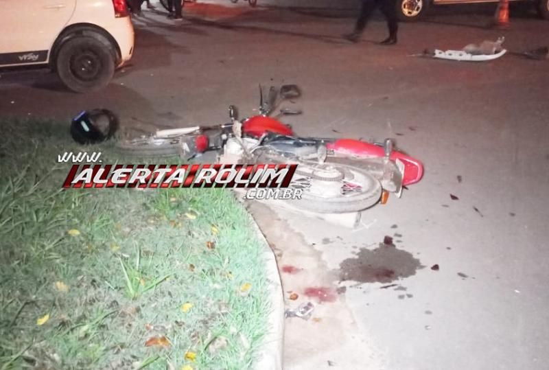 Terceiro acidente de trânsito do dia deixou motociclista ferido em Rolim de Moura Terceiro acidente de trânsito do dia deixou motociclista ferido em Rolim de Moura