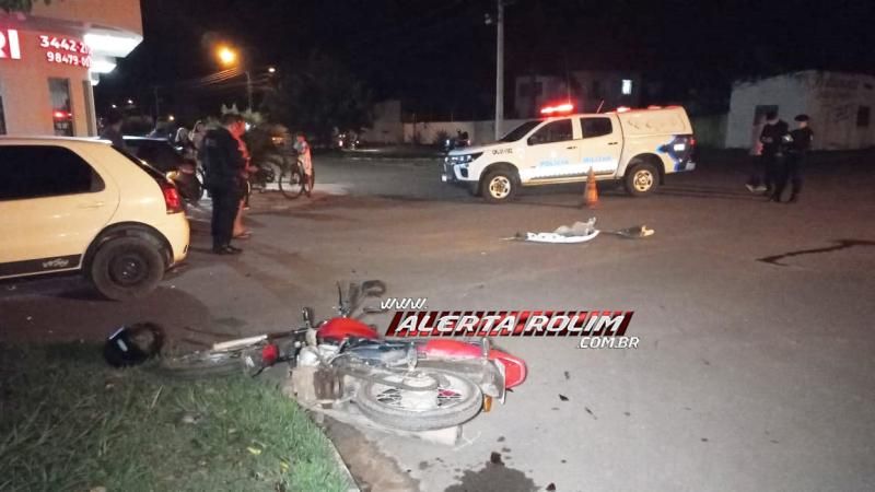 Terceiro acidente de trânsito do dia deixou motociclista ferido em Rolim de Moura Terceiro acidente de trânsito do dia deixou motociclista ferido em Rolim de Moura