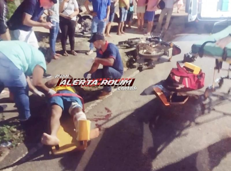 Motociclista sofreu grave lesão em uma das pernas em acidente de trânsito na noite de sábado em Santa Luzia do Oeste Motociclista sofreu grave lesão em uma das pernas em acidente de trânsito na noite de sábado em Santa Luzia do Oeste