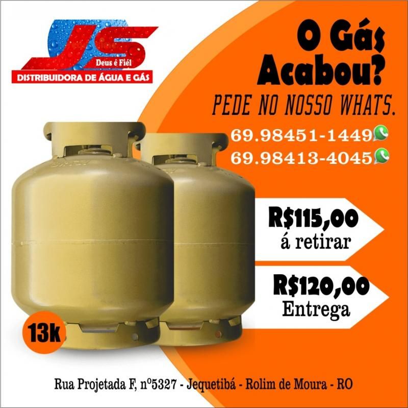 Preços promocionais na JS ÁGUA E GÁS em Rolim de Moura; confira Preços promocionais na JS ÁGUA E GÁS em Rolim de Moura; confira