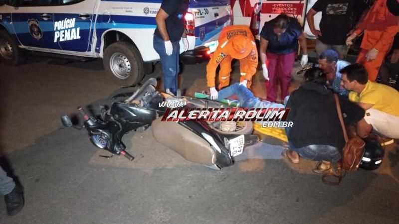 Acidente envolvendo viatura da Policia Penal deixou motociclista com fratura na perna em Rolim de Moura Acidente envolvendo viatura da Policia Penal deixou motociclista com fratura na perna em Rolim de Moura