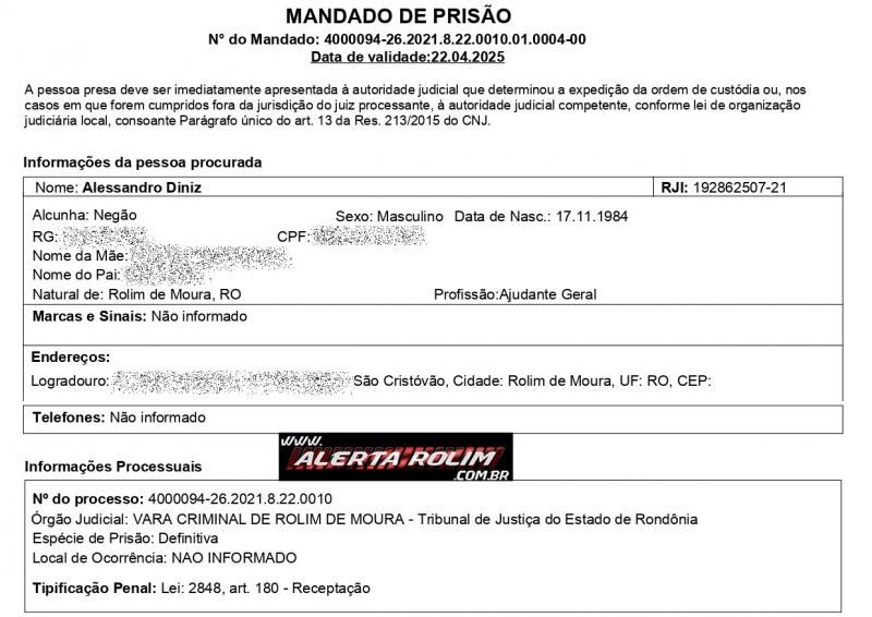 Acusado da prática de crime de receptação foi preso pela Polícia Militar em Rolim de Moura Acusado da prática de crime de receptação foi preso pela Polícia Militar em Rolim de Moura