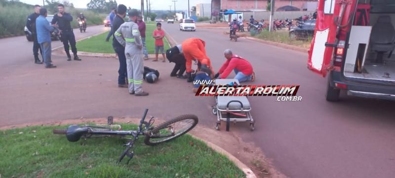 Ciclista foi atingido por moto nesta tarde no bairro Cidade Alta em Rolim de Moura Ciclista foi atingido por moto nesta tarde no bairro Cidade Alta em Rolim de Moura