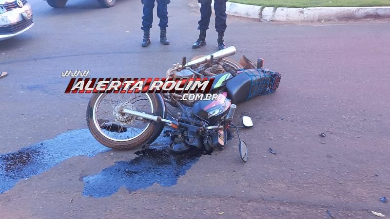 Idoso ficou ferido após ter moto atingida por carro nesta manhã em Rolim de Moura Idoso ficou ferido após ter moto atingida por carro nesta manhã em Rolim de Moura