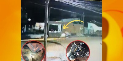 Colisão frontal entre carro e moto de alta cilindrada foi registrada na noite de domingo em Rolim de Moura - Veja o vídeo
