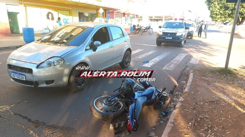 Carro atingiu traseira de moto nesta manhã em Rolim de Moura Carro atingiu traseira de moto nesta manhã em Rolim de Moura