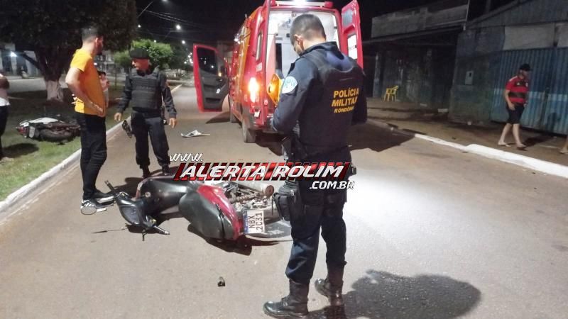 Colisão entre duas motos deixou dois feridos na noite de quarta-feira em Rolim de Moura Colisão entre duas motos deixou dois feridos na noite de quarta-feira em Rolim de Moura