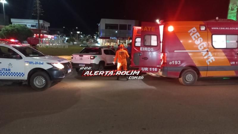 Motociclista fraturou a perna ao ser atingido por carro em Rolim de Moura Motociclista fraturou a perna ao ser atingido por carro em Rolim de Moura