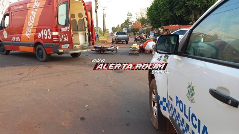 Mulher fraturou braço e perna em acidente de trânsito nesta tarde em Rolim de Moura Mulher fraturou braço e perna em acidente de trânsito nesta tarde em Rolim de Moura