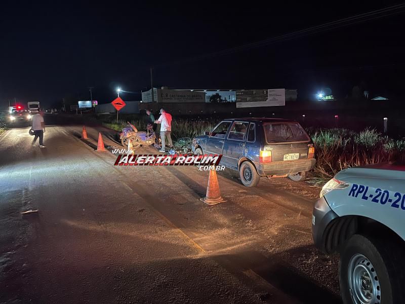 Colisão entre carro, bicicleta e triciclo deixou três pessoas feridas na RO 010 em Rolim de Moura Colisão entre carro, bicicleta e triciclo deixou três pessoas feridas na RO 010 em Rolim de Moura