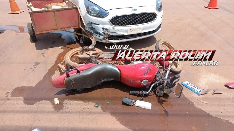 Segundo acidente do dia envolveu carro e moto e deixou uma pessoa ferida, em Rolim de Moura Segundo acidente do dia envolveu carro e moto e deixou uma pessoa ferida, em Rolim de Moura