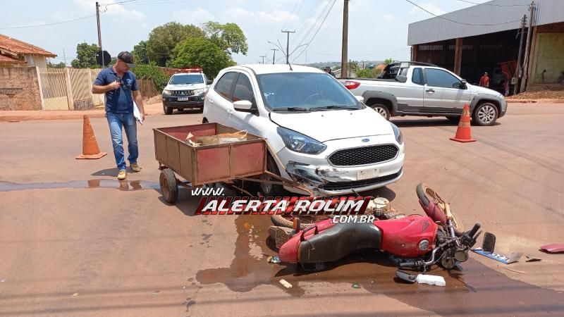 Segundo acidente do dia envolveu carro e moto e deixou uma pessoa ferida, em Rolim de Moura Segundo acidente do dia envolveu carro e moto e deixou uma pessoa ferida, em Rolim de Moura