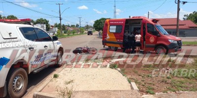 Acidente envolvendo carro e moto deixou mulher ferida nesta quinta-feira, em Rolim de Moura