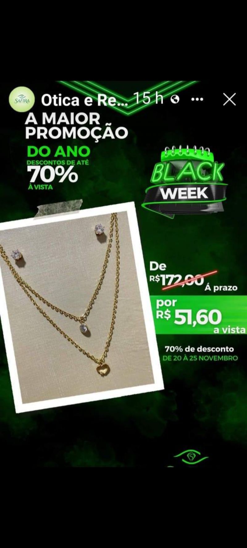 Chegou o BLACK WEEK SAFIRA, com descontos de até 70% Chegou o BLACK WEEK SAFIRA, com descontos de até 70%