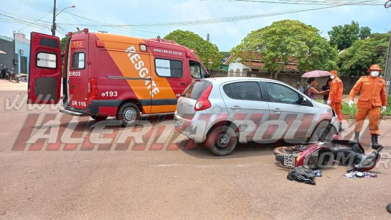 Colisão entre moto e carro deixou uma pessoa ferida no bairro São Cristóvão, em Rolim de Moura Colisão entre moto e carro deixou uma pessoa ferida no bairro São Cristóvão, em Rolim de Moura