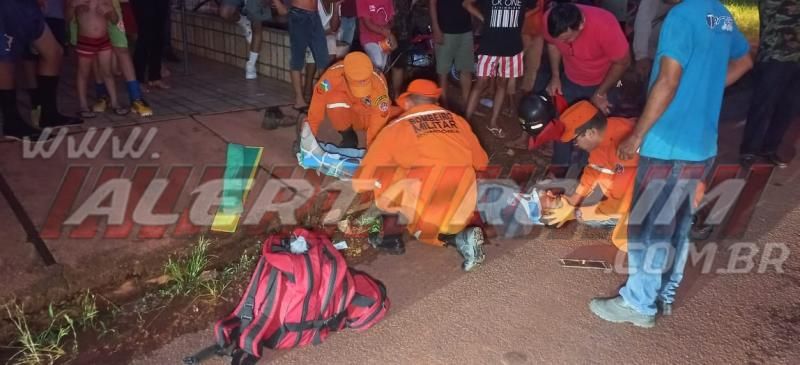 No terceiro acidente do dia, motociclista sofreu fratura exposta em uma das perna após colisão com caminhonete, em Rolim de Moura No terceiro acidente do dia, motociclista sofreu fratura exposta em uma das perna após colisão com caminhonete, em Rolim de Moura