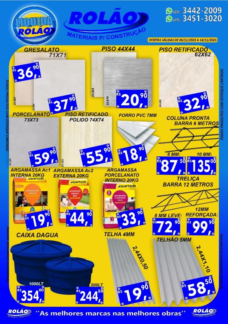 Promoção líquida Rolão materiais para construção de Rolim de Moura, confira as ofertas Promoção líquida Rolão materiais para construção de Rolim de Moura, confira as ofertas