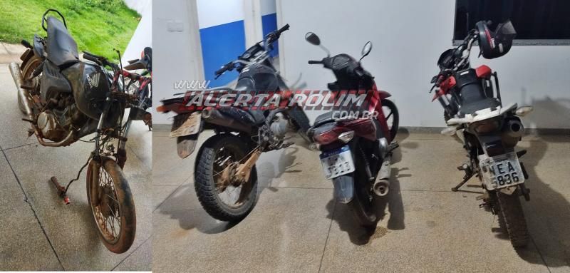 04 motos levadas por criminosos foram recuperadas pela Polícia Militar em Nova Brasilândia; dois suspeitos foram presos 04 motos levadas por criminosos foram recuperadas pela Polícia Militar em Nova Brasilândia; dois suspeitos foram presos