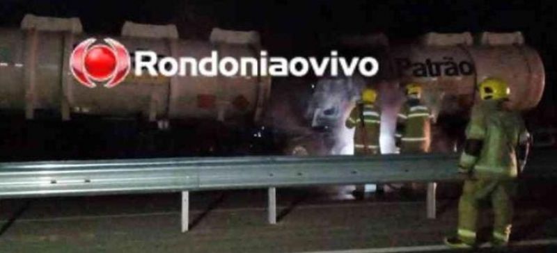 Carreta do posto patrão pegou fogo na BR-364, em RO Carreta do posto patrão pegou fogo na BR-364, em RO
