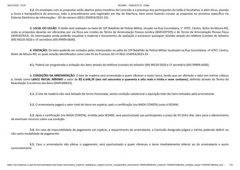 Edital de leilão para venda de madeiras em Rolim de Moura com 50% de desconto Edital de leilão para venda de madeiras em Rolim de Moura com 50% de desconto