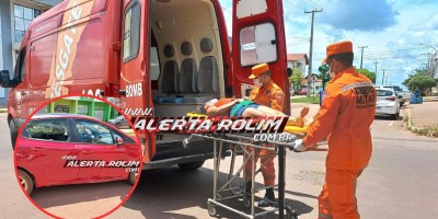 Acidente de trânsito envolvendo carro e moto deixou casal ferido em Rolim de Moura – Veja o vídeo da colisão 