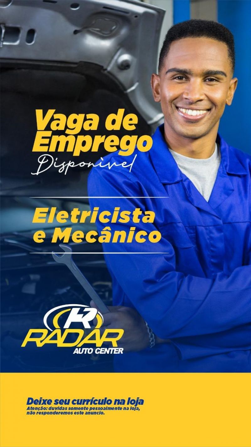 Duas vagas de emprego na RADAR AUTO CENTER, em Rolim de Moura Duas vagas de emprego na RADAR AUTO CENTER, em Rolim de Moura