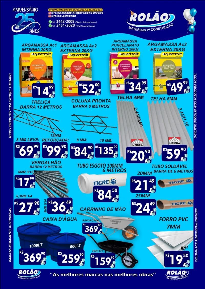 Promoção de aniversário de 25 anos do Rolão Materiais para Construção; confira! Promoção de aniversário de 25 anos do Rolão Materiais para Construção; confira!