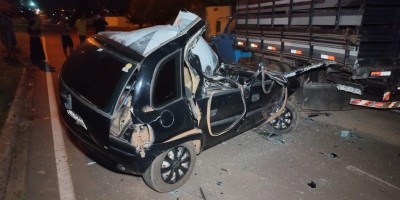 Motorista foi socorrido após bater em traseira de caminhonete, em Rolim de Moura 