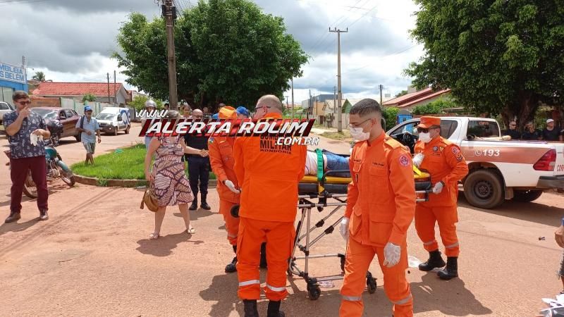 Condutora de moto fraturou perna em acidente de trânsito nesta tarde, em Rolim de Moura 