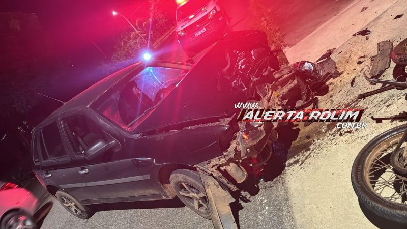 Motociclista se envolveu em grave acidente ao colidir frontalmente contra carro, enquanto fazia malabarismos de moto, em Santa Luzia