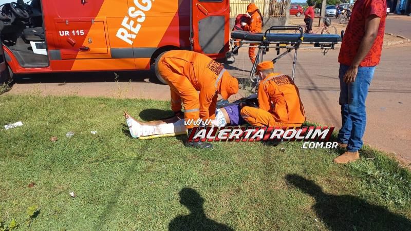 Motociclista fraturou uma das pernas ao ser atingido por caminhonete nessa manhã, em Rolim de Moura Motociclista fraturou uma das pernas ao ser atingido por caminhonete nessa manhã, em Rolim de Moura