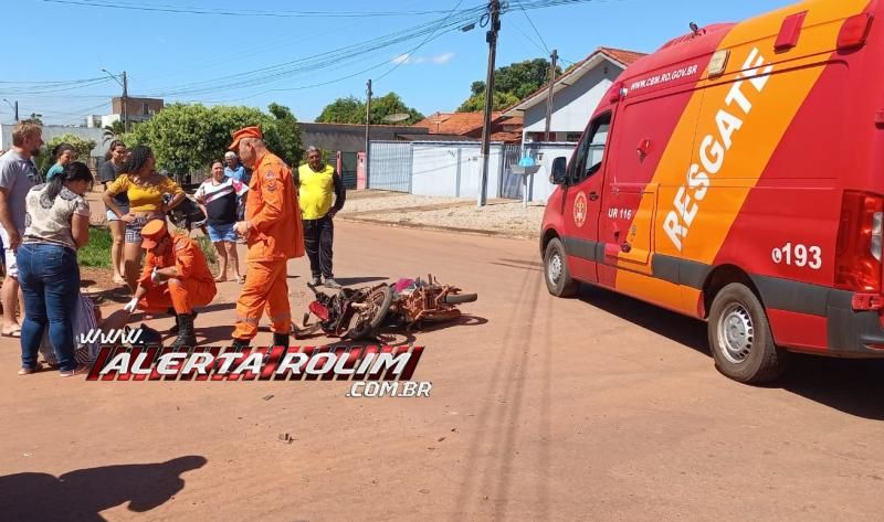 Acidente de trânsito deixou condutora de moto ferida nessa sexta-feira, em Rolim de Moura Acidente de trânsito deixou condutora de moto ferida nessa sexta-feira, em Rolim de Moura