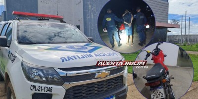 Durante ação rápida da PM, em Nova Brasilândia, moto furtada foi localizada e um suspeito acabou preso Durante ação rápida da PM, em Nova Brasilândia, moto furtada foi localizada e um suspeito acabou preso